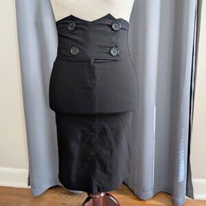 black high waisted sailor nautical pin-up pencil/wiggle skirt LARGE, EUC